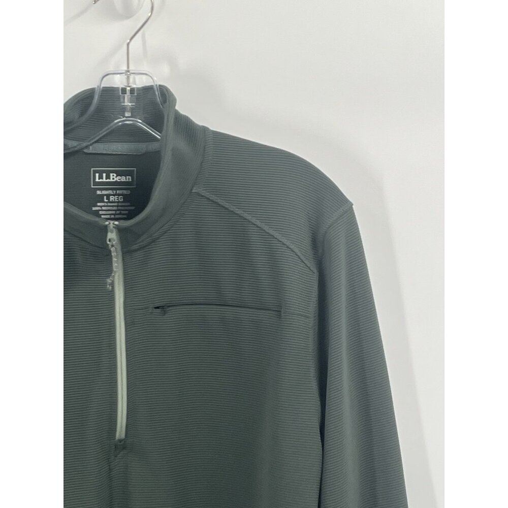 LL Bean Venturestretch Fitted Mens Ottoman Ribbed Half Zip Pullover Green Sz L - Picture 2 of 4